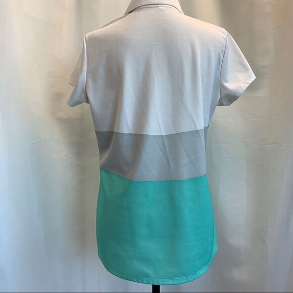 𝅺NIKE Golf green white striped short sleeve polo shirt Sz L NWOT - Picture 4 of 10